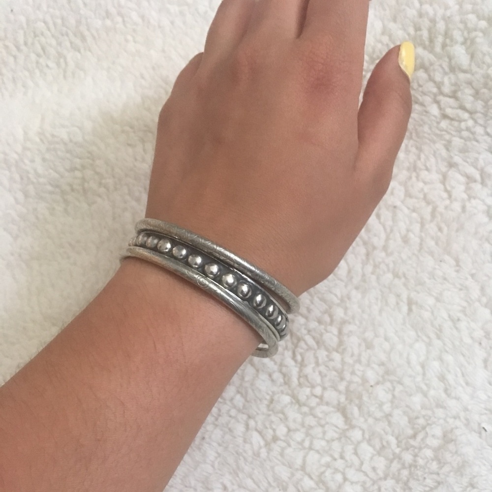 Silver Triplet bangle set from India